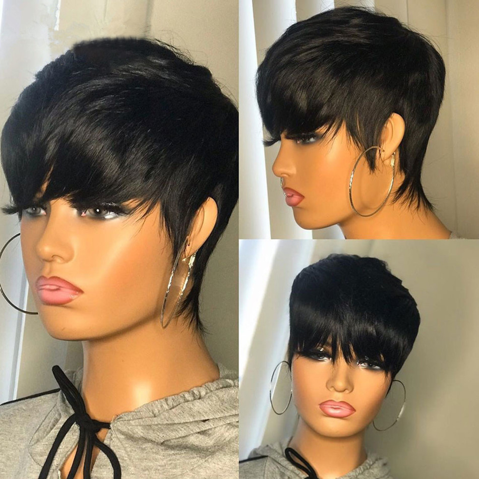 Short Pixie Cut Wig Human Hair Cheap - Krótkie peruki z naturalnych włosów, fryzura