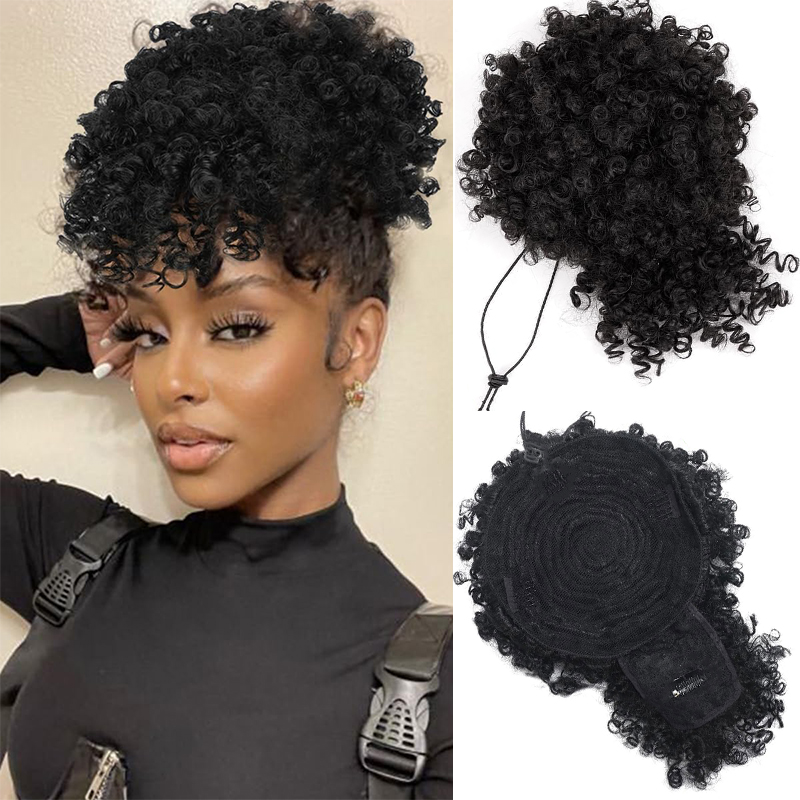Drawstring Afro Curly Puff Ponytail - Afro Puff perwersyjne kręcone włosy Updo