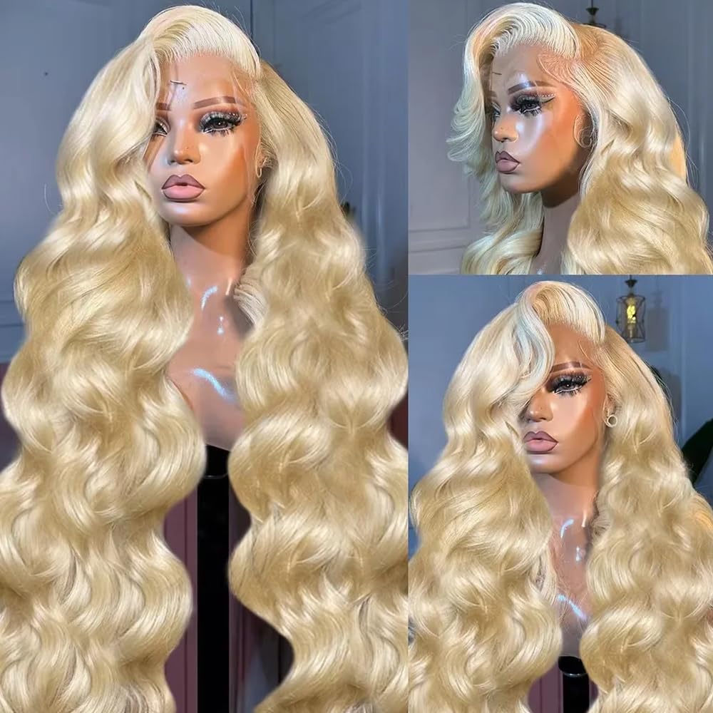 613 Blonde Body Wave Lace Front Wig - # 613 Peruki z naturalnych włosów,