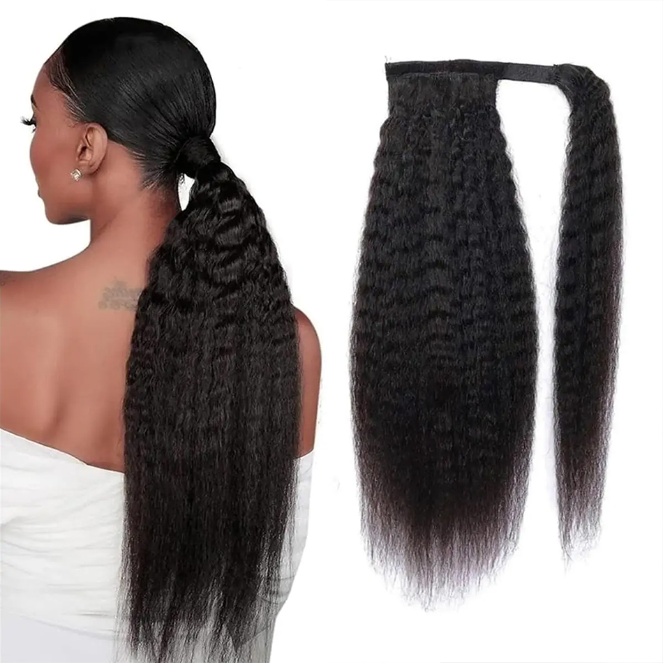 Seamless Clip In Hair Extensions Human Hair - 100g Kinky Straight Doczepiany Kucyk z