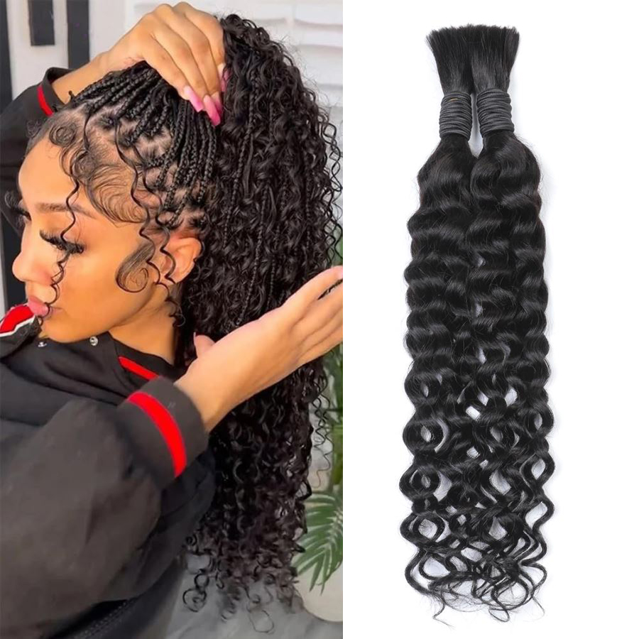 Water Wave Bulk Human Hair For Braiding - Włosy naturalne w stylu boho, falowane,