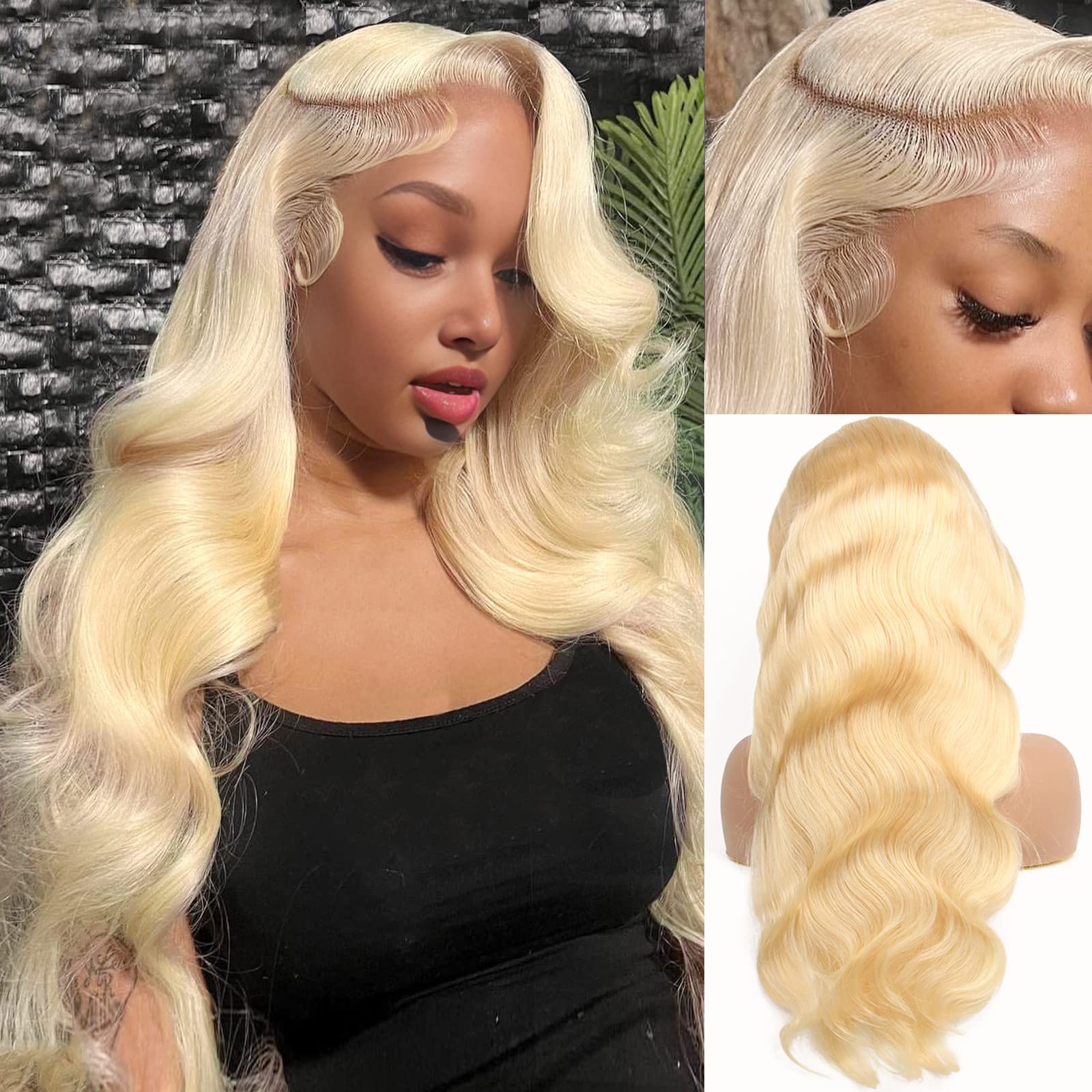 613 Blonde Body Wave Lace Front Wig - Peruka z włosów naturalnych 613, 13x6,