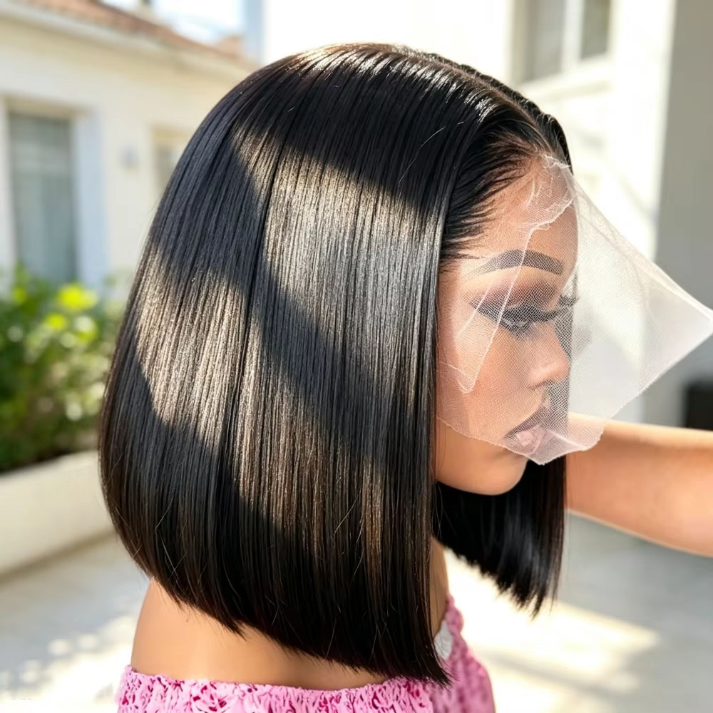 Pre Parted 13X4 Lace Front Bob Wig - Peruki z prostą koronką 13x6, przezroczyste,