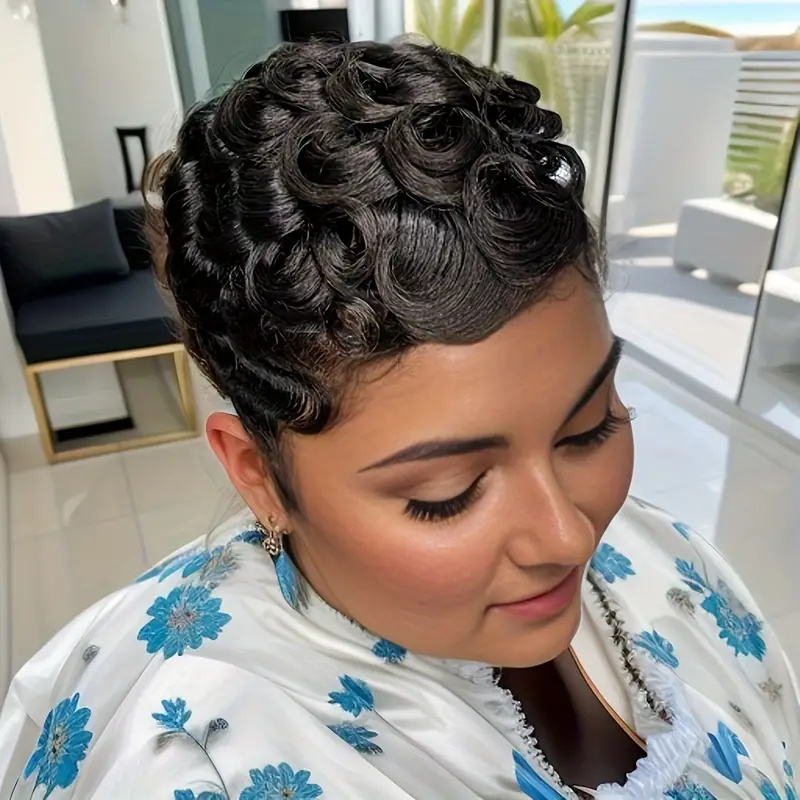 Krótka peruka bob pixie cut, k – Short Pixie Cut Wig Human Hair Cheap recenzja i cena