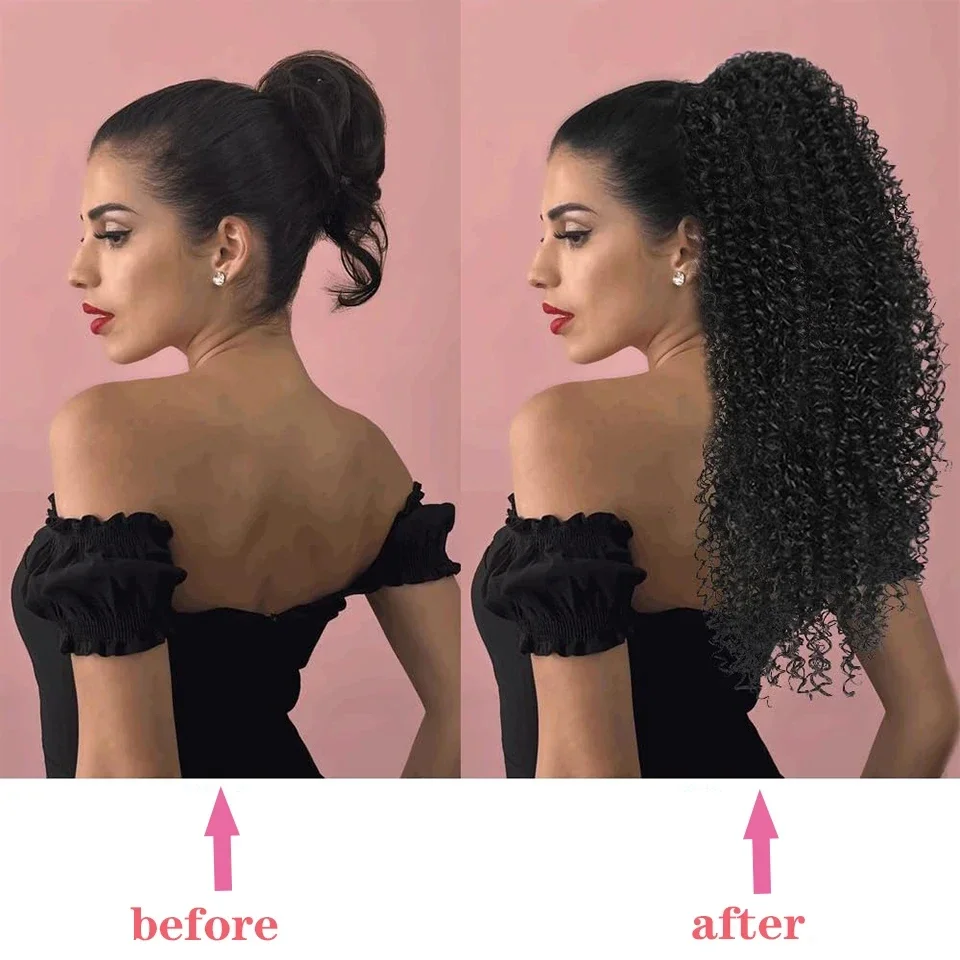 Długi kucyk z kręconymi włosam – Drawstring Afro Curly Puff Ponytail recenzja i cena