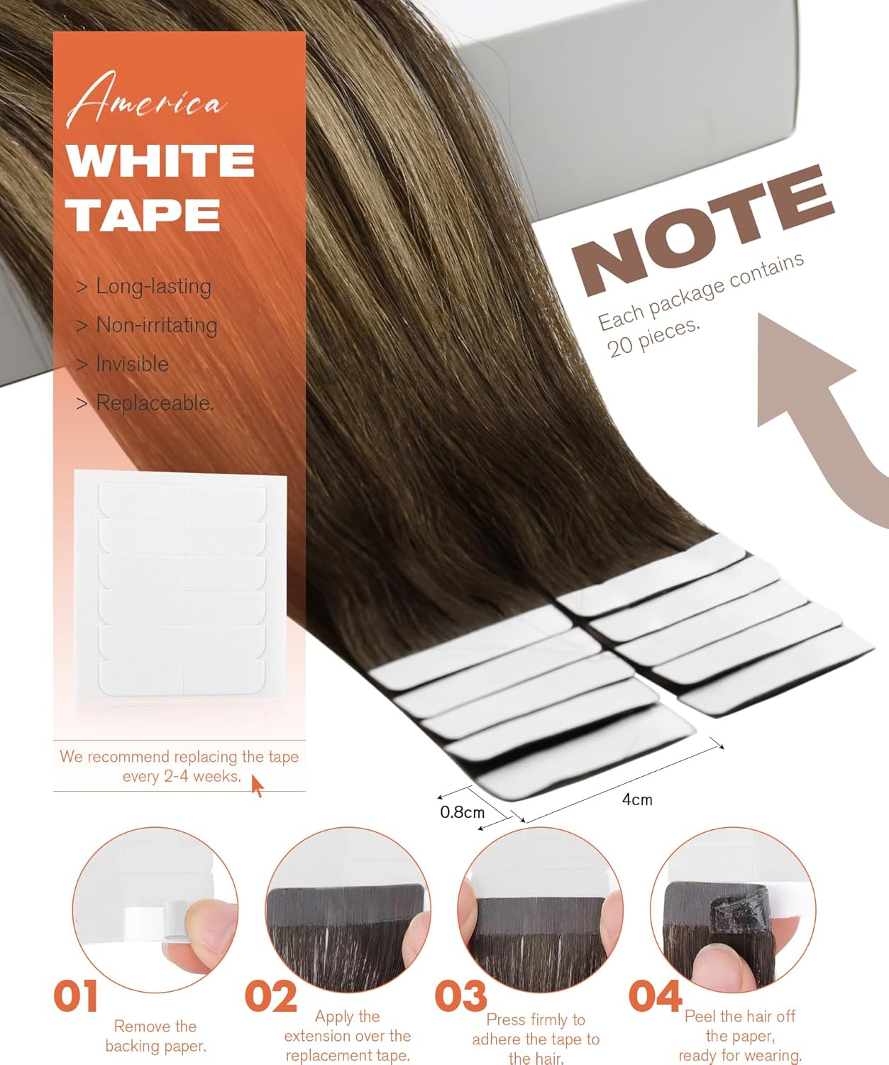 VeSunny Remy Tape In Hair Exte – Invisible Tape In Extensions Real Hair recenzja i cena