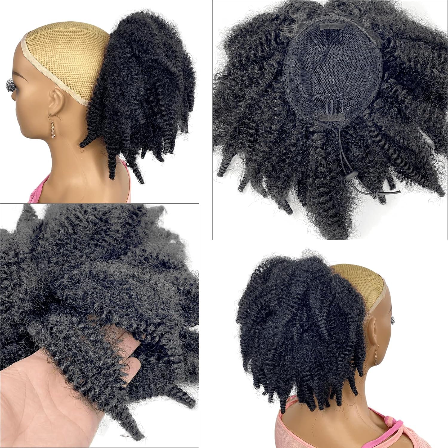 12-calowy Krótki Kucyk z Włosó – Drawstring Afro Curly Puff Ponytail recenzja i cena